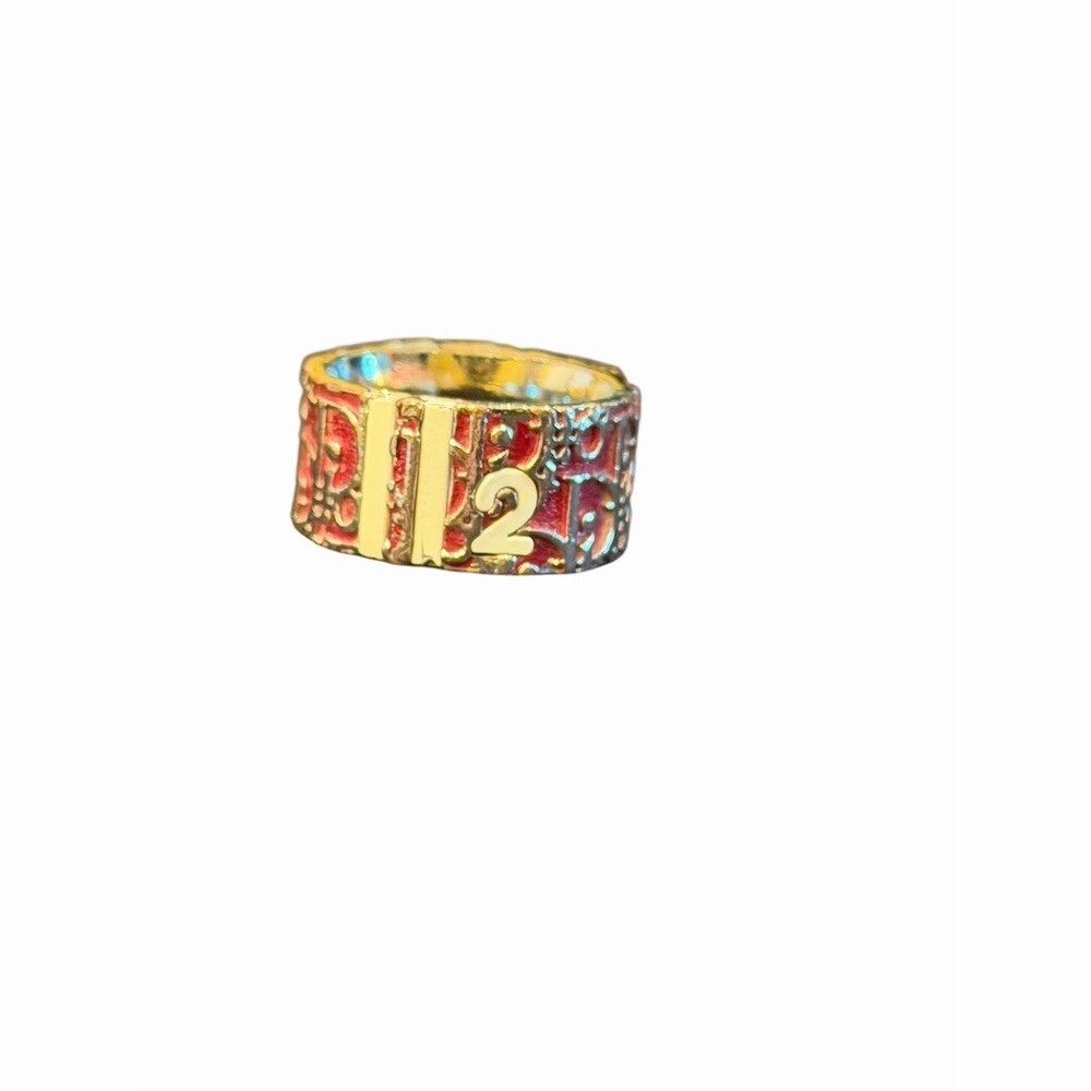 Christian Dior Red And Silver Toned Trotter Ring Sz 6 - Picture 2 of 5
